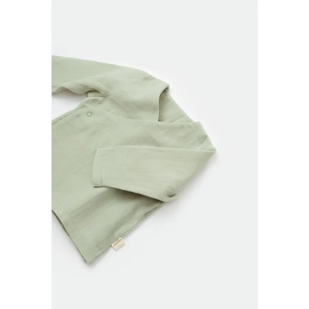 Organic Cotton Baby Outfit Set Green 9-12M GOTS 2 Pc Top Pants - Picture 4 of 6